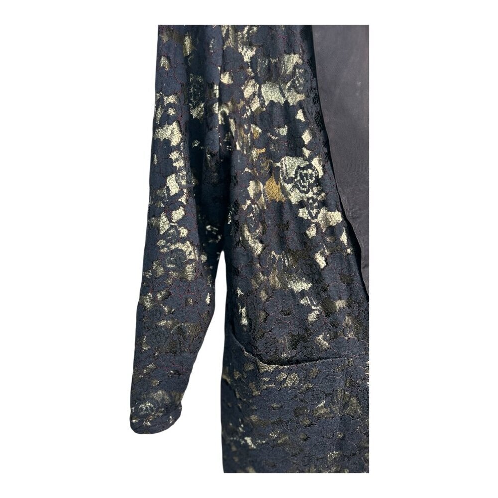 Vtg Laundry (Le) By Shelli Segal Black Gold Foil Blazer Sz S Holiday New Year's - Picture 3 of 9